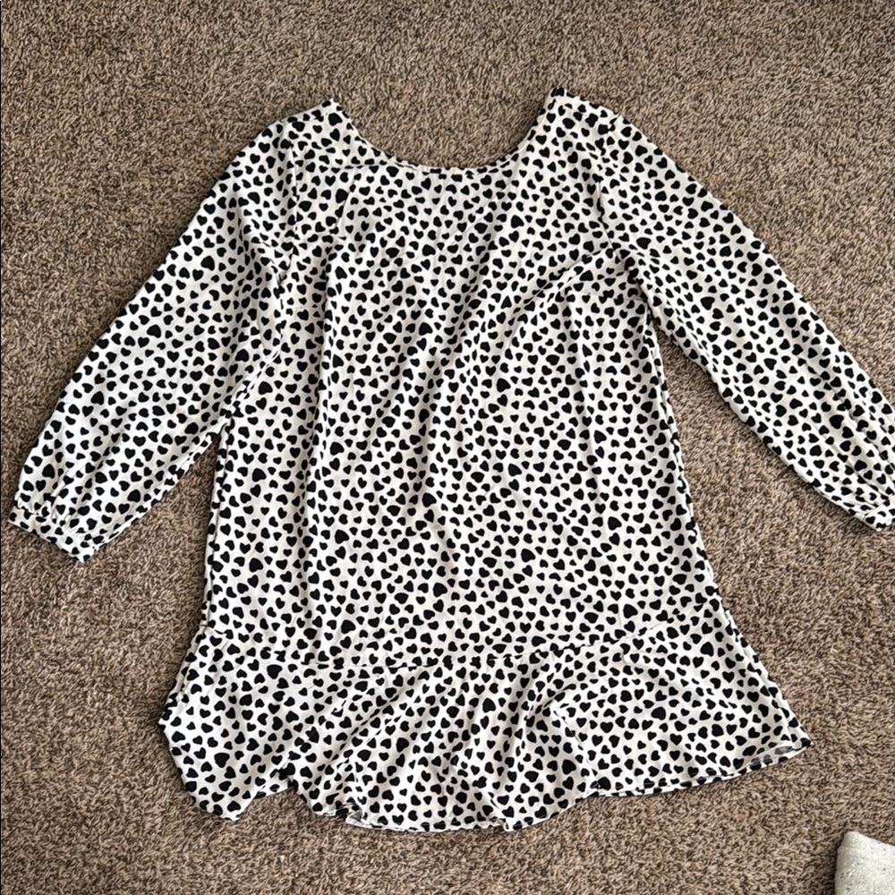 NWT LOFT Black and White Ruffled Bishop Sleeve Dress
